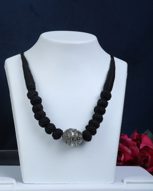 black cotton beads and oxidised jewellery