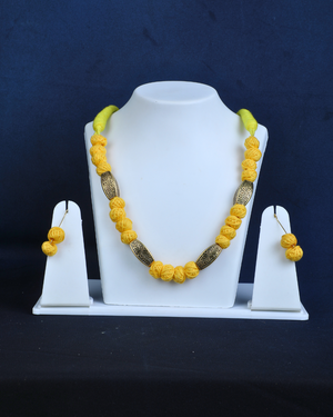 yellow cotton beads  neckless