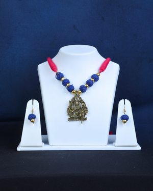 pink and blue cotton beads neckless