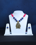 pink and blue cotton beads neckless