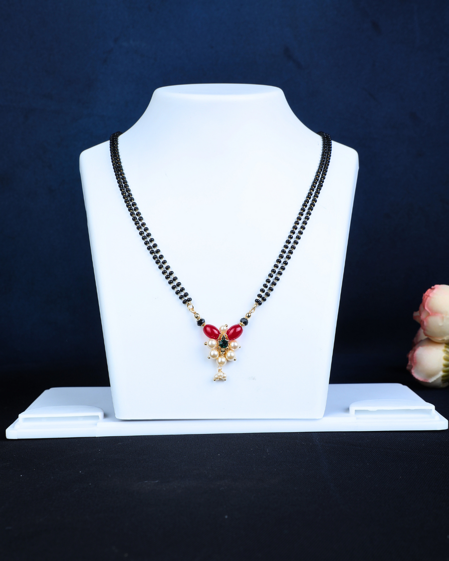 red white moti beads magalsutra